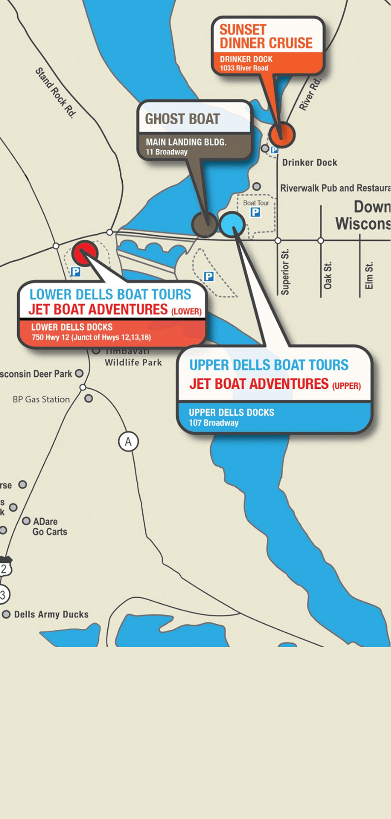 upper dells boat tour parking